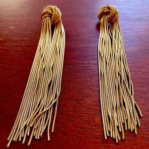 Long gold tassel earrings